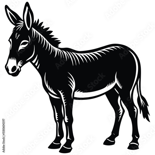 Donkey Silhouetty Vector – Black Farm Animal Silhouette Art Design