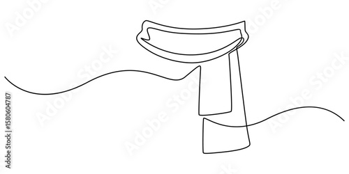 Autumn scarf continuous one line drawing, single line art element, minimalist sketch line vector illustration, autum and thanksgiving concept, A single line drawing of a scarf. Continuous line scarf.