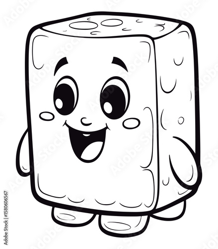 Coloring Page Of cartoon cute Marshmallow Coloring Book for kids.