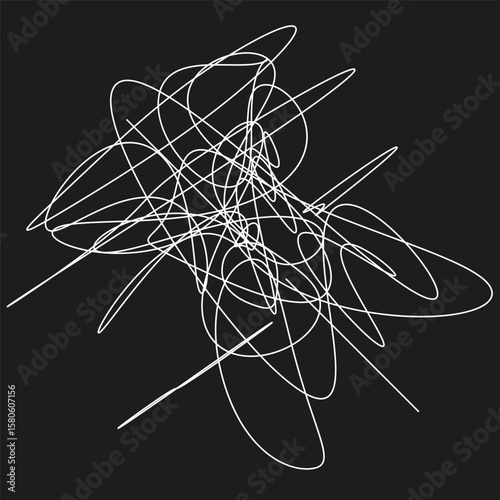 Abstract scribble lines. Chaotic stroke artwork. Dynamic swirl illustration. Vector doodle design.