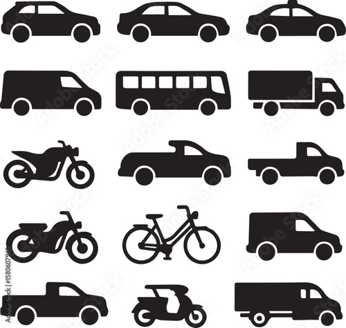Silhouette Collection of Various Vehicles – Cars, Bikes, Trucks & More