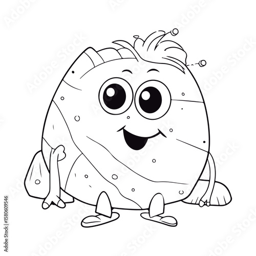 Cute cartoon Rock Lobster Black and white vector illustration for coloring book.