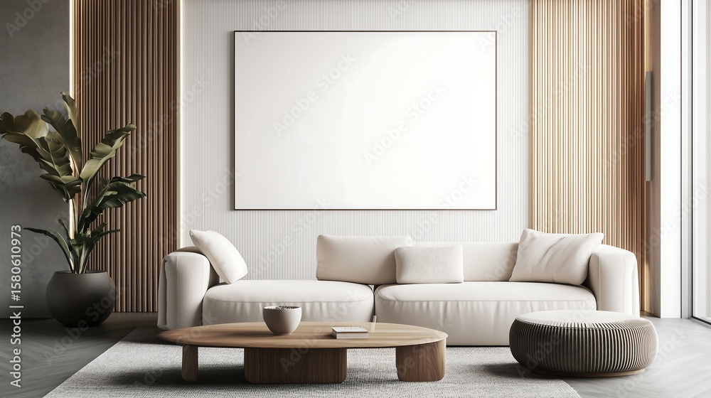 Fototapeta premium Blank A-Series Frame Mockup on Living Room Wall