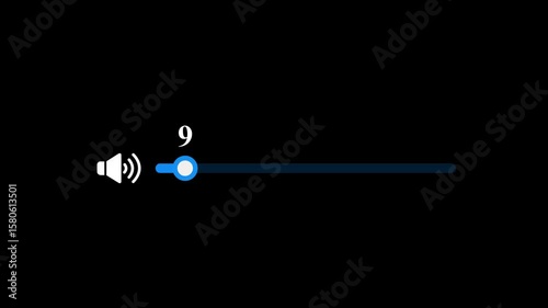 Audio Volume Indicator at Level 9. Center Number 9 likely represents the current volume level (out of 100).