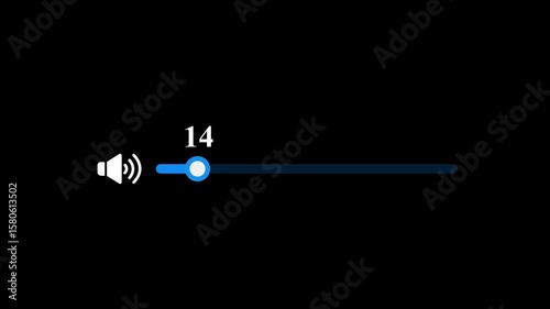 Audio Volume Indicator at Level 14. Center Number 14 likely represents the current volume level (out of 100).