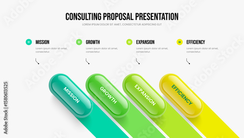 Visual Overview Presentation Layout Vector Illustration. Service Launch 4 Option Infographic Slide Design. Investor Planning Four Element Diagram Frame Template.