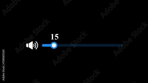 Audio Volume Indicator at Level 15. Center Number 15 likely represents the current volume level (out of 100).