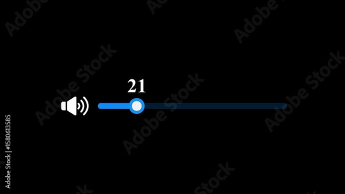 Audio Volume Indicator at Level 21. Center Number 21 likely represents the current volume level (out of 100).