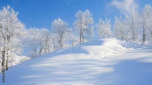 Wallpaper Mural A serene winter landscape with snow-covered hills and frosted trees. Torontodigital.ca