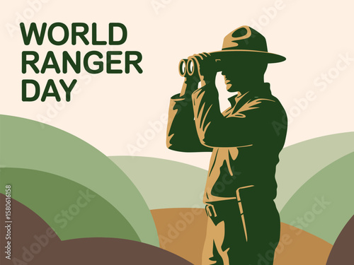 World Ranger Day Poster with Forest Guard Illustration