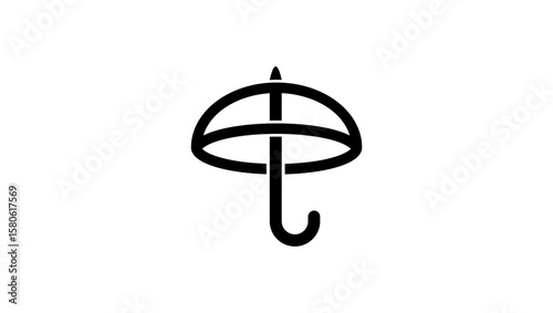 transparent umbrella symbol, black isolated silhouette