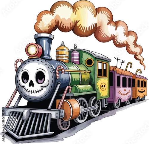 ghost train engine design illustration premium quality