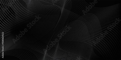 Black abstract background design vector. Modern luxury wavy line concept gradient pattern monochrome colors. Simple art good nice wave texture money digital