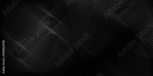 Black abstract background design vector. Modern luxury wavy line concept pattern monochrome colors. Simple art good nice wave texture money