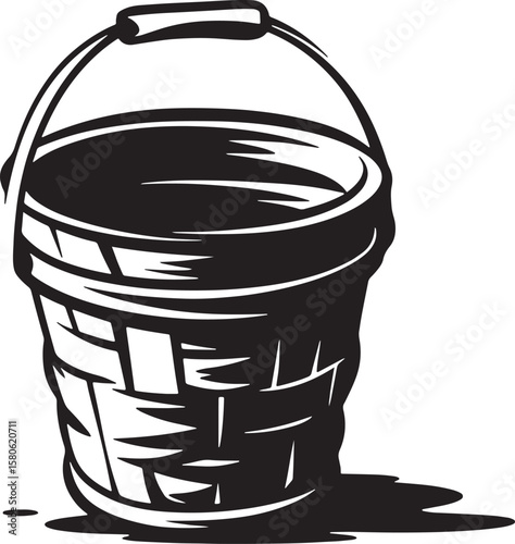 Water Bucket silhouette line art design illustration premium quality