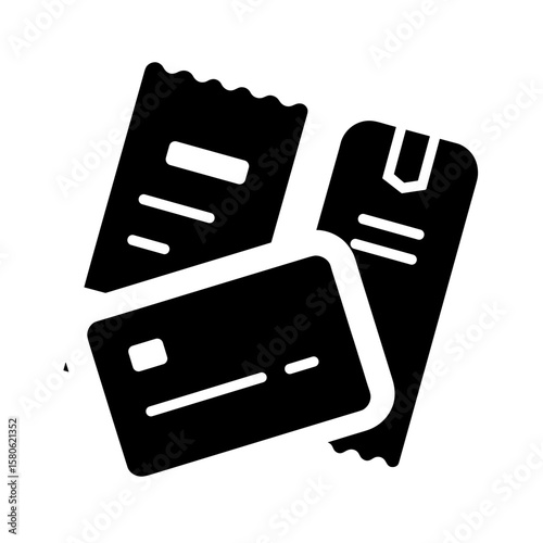 Silhouette of loyalty card and shopping receipts, retail discount concept