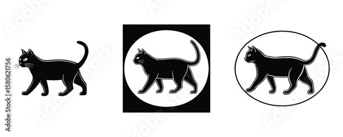 Black cat walking silhouette