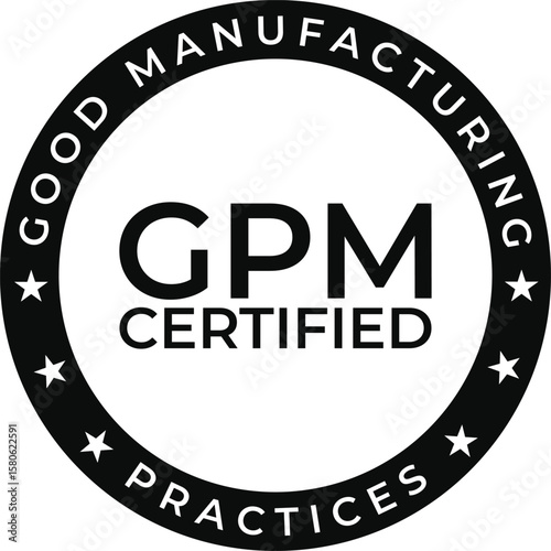 gmp certified label stamp with round approved manufacturing quality seal