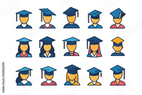 Online Graduation Icons Multi Series