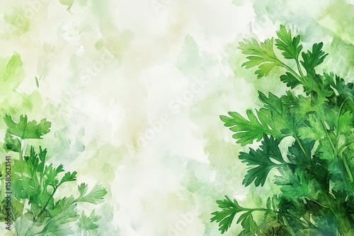 Promt watercolor parsley dill basil