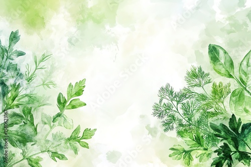 Promt watercolor parsley dill basil