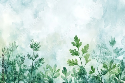 Promt watercolor parsley dill basil