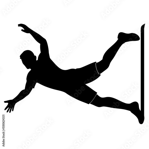 Acrobatic man performing a pole trick silhouette vector illustration