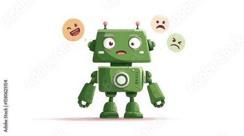 Set of expression funny robot flat design animation cartoon