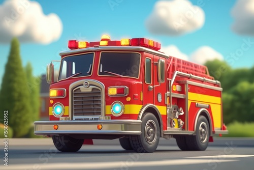 Fire engine animation-style vector