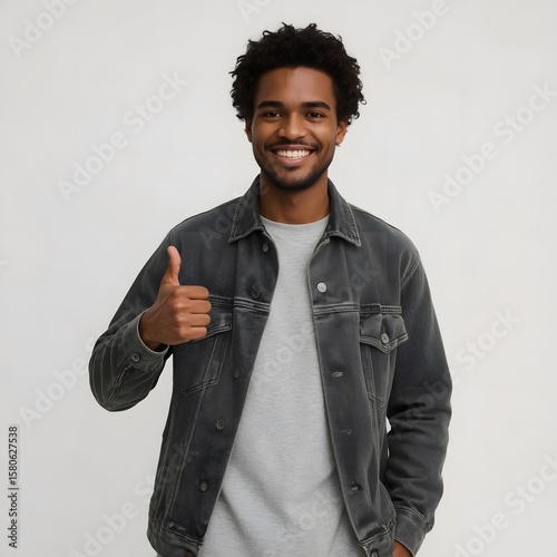 smiling African man giving a thumbs-up sign	