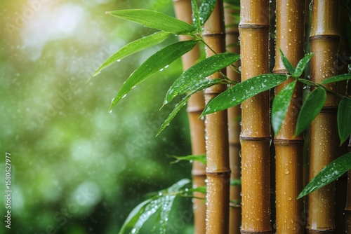 Bamboo plantation covered in morning dew