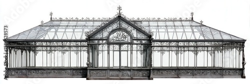 Ornate iron and glass greenhouse, a stunning architectural feat.