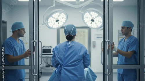 Surgical preparation operating room medical procedure clinical environment side view teamwork and precision in surgery