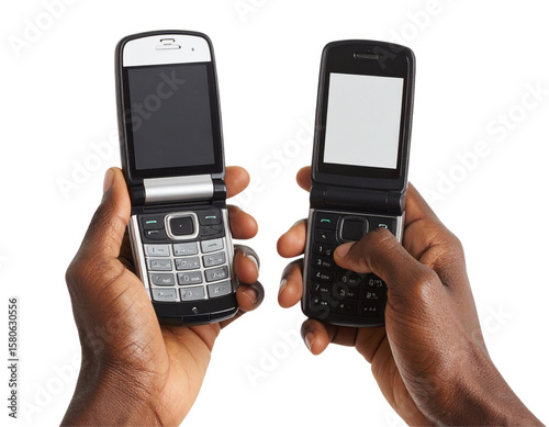 Wallpaper Mural Untitled design - Black Male Hands Holding Flip Phone Open, Front-Facing Grip, Transparent Background Torontodigital.ca