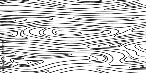 Hand-Drawn Wood Grain Texture Pattern – Black and White Seamless Background