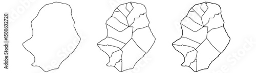 Niue map – vector illustration of island outline, regions, and natural features