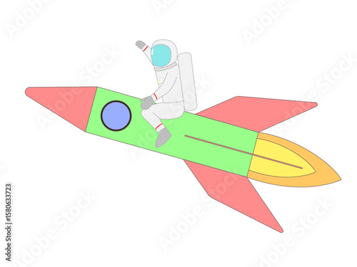 宇宙飛行士とロケット