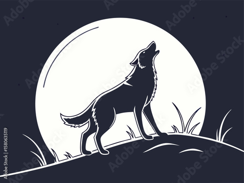 wolf howling at night