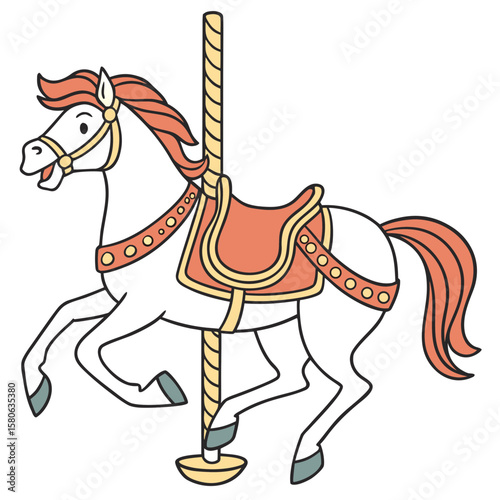 A colorful carousel horse ready for a ride vector