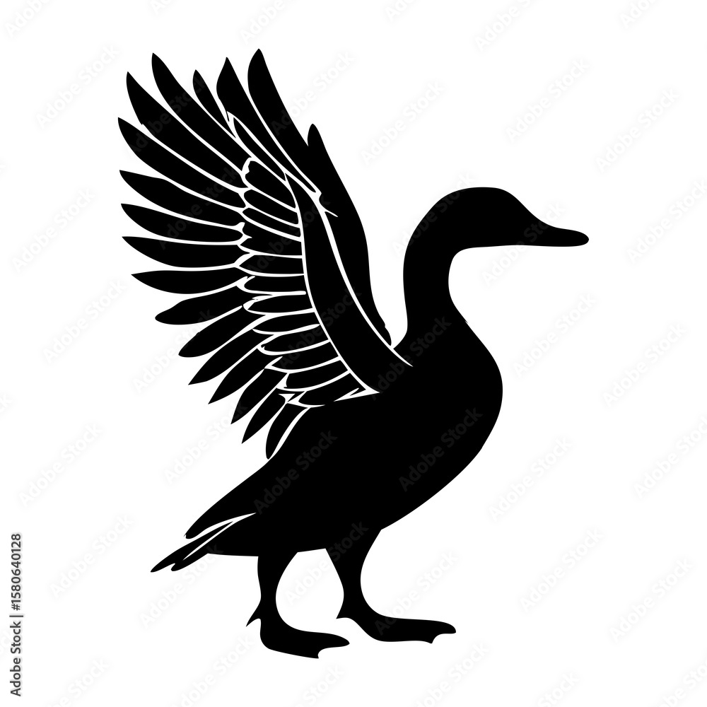 Fototapeta premium A Duck Silhouette Vector Illustration