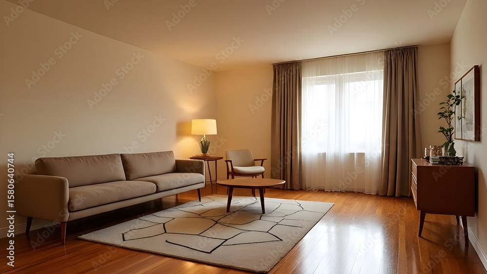 Fototapeta premium inside a mid-century modern apartment