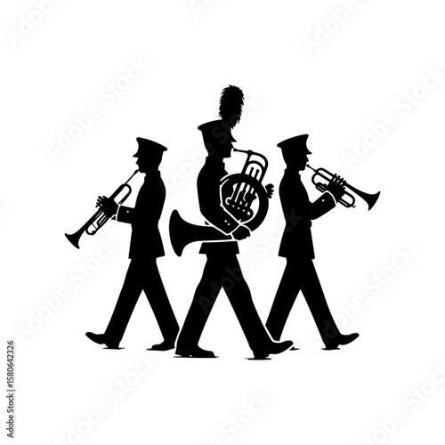 marching band silhouette, marching band vector