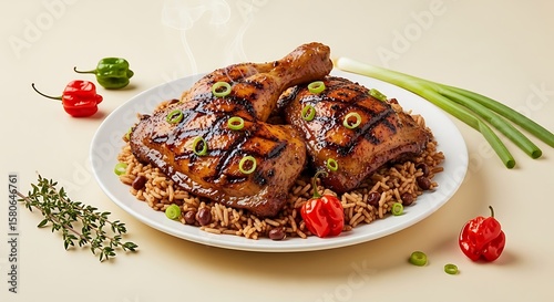 Wallpaper Mural Delicious Caribbean jerk chicken with rice Torontodigital.ca