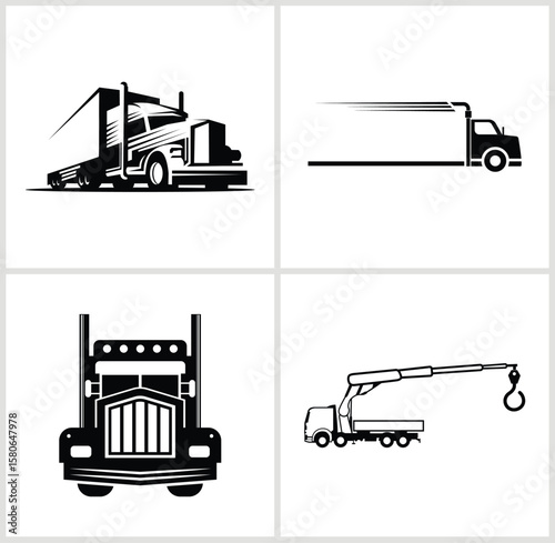 Silhouette Depictions of Trucking and Construction Vehicles a Bold Automotive Statement