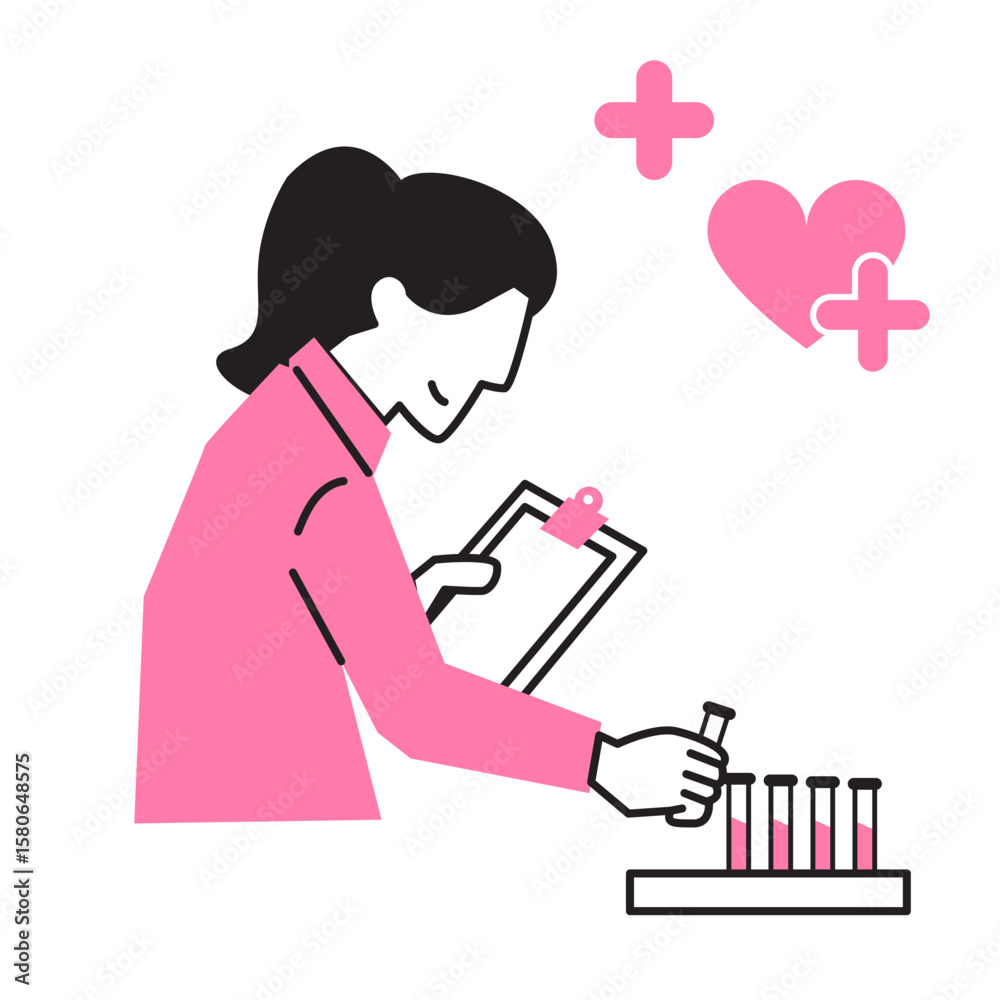 Nurse Writing Notes on Clipboard – Hospital Female Staff Illustration Nurse Writing Notes on Clipboard – Hospital Female Staff Illustration