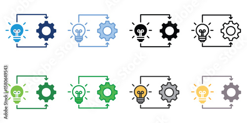 Implementation Icons Set Vector Multiple Style Collection