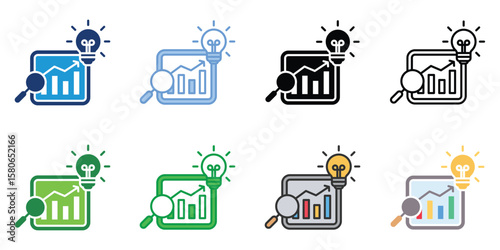 Insight Icons Set Vector Multiple Style Collection