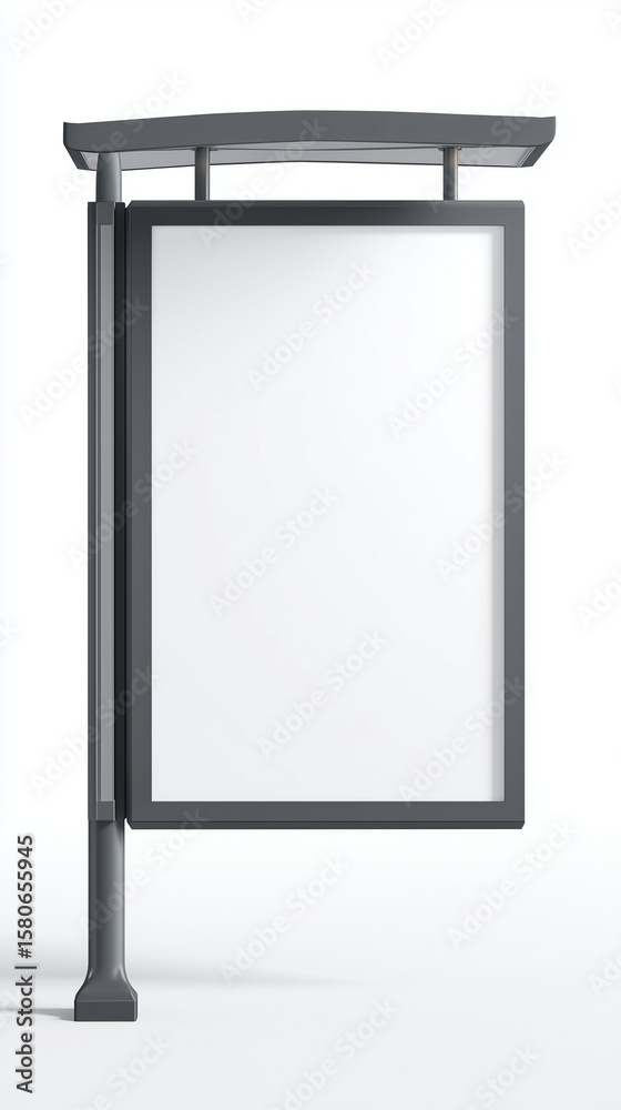 Blank Bus Stop Poster Mockup Isolated with Roof on White Background Blank Bus Stop Poster Mockup Isolated with Roof on White Background