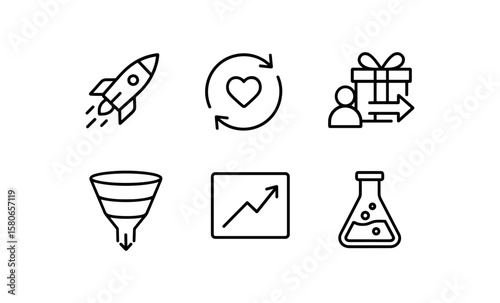 Modern growth hacking strategies using linear icons