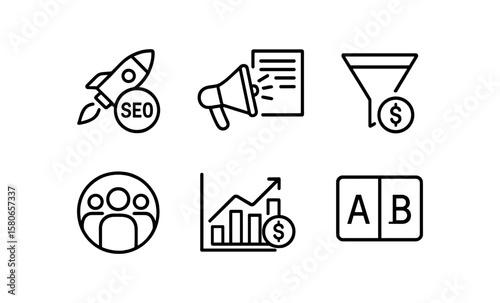 Essential elements of digital marketing strategy in minimalist style